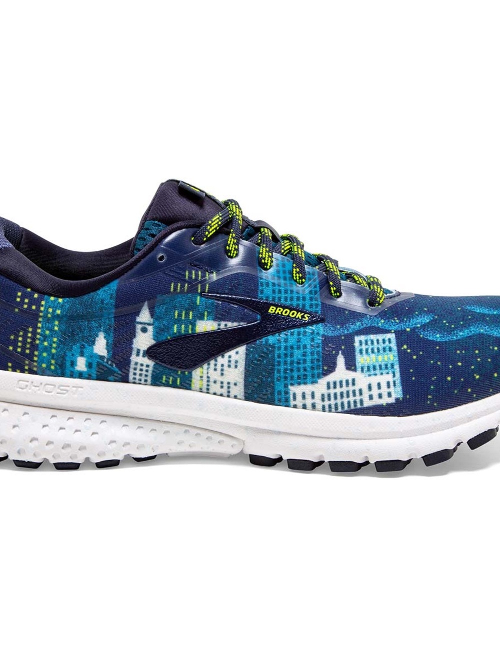 Brooks Ghost 12 Size 6.5 Women's Navy, Teal & Neon Green Running Shoe Sneakers - Picture 2 of 5